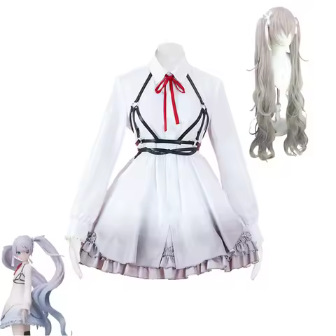 White Miku Cosplay Costume 25 Nightcord de Colorful Project Mirai Sekai Stage Full Set Wig Halloween