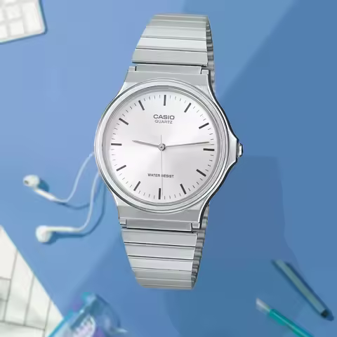 CASIO MQ-24D-7E Men's Analog Watch Stainless Steel Band 30M WR Resin Case Lightweight Classic Dress 