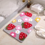 Soft Cozy Strawberry Bathroom Rugs Cute Bath Mat Doormat Non Slip Washable Shaggy Bedroom Runner Rug