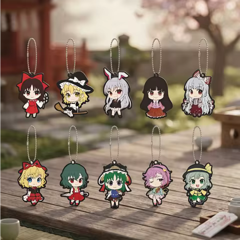 Touhou Project Q Chibi Girls 5cm Rubber Keychain Ball Chain Bag Charm Cute Japanese Anime Game Chara