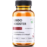 Energy Pills Organic Maca Root - Testosterone Booster with Korean Red Ginseng &amp; L-Theanine - Libido Enhancement for Men &amp; Women - Gluten-Free Vegan Non-GMO Supplement Capsules