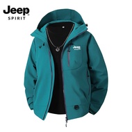 JEEP SPIRIT 1941 ESTD แจ็กเก็ตภูเขาของผู้ชายสำหรับคู่รัก Jaket Daki Gunung กลางแจ้งเสื้อผ้าลำลองอินเ