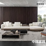意式極簡沙發設計師簡約客廳別墅大戶型高端棉麻布藝沙發組合