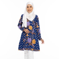 Aqeela Batik Muslimah Blouse -Blue (qb141b)