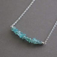 天然藍磷灰石頸鍊項鍊 藍磷灰石項鍊 鍍金 鍍銀