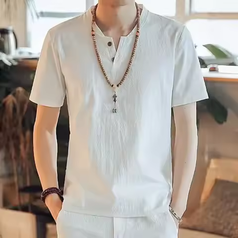 T-shirts Shorts Suits for Men Plain Linen No Logo Casual 5xl Man Sets Trend New in Matching Fashion 