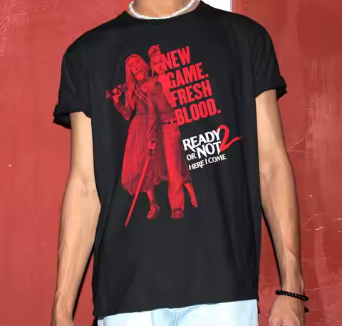 Unisex Ready or Not 2 Movie Shirt Horror Movie Tshirt Summer Men's and Women's Loose and Breathable 