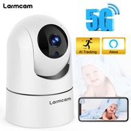 Larmtek IP กล้อง 5G WiFi Baby Monitor 1080P มินิกล้องวงจรปิดในร่มความปลอดภัย กล้อง 2K 4MP AI ติดตามเสียงกล้องเฝ้าระวังวิดีโอทำงานร่วมกับ Alexa, รองรับการ์ด SD และที่เก็บข้อมูลบนคลาวด์