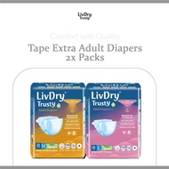 (2 Packs) LivDry Trusty Slip Tape Extra Adult Diapers - Size M / L