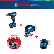 BOSCH [COMBO] GSB 185-LI Cordless Impact Drill + GEX 185-LI SOLO Random Orbit Sander + GST 185-LI SO