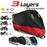 Motorcycle Cover 3 Layers Waterproof Dust UV Motor Cover Protection Rain Dust UV Cover Motor Protect