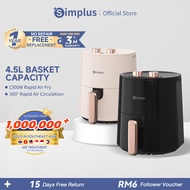 Simplus Oven Air Fryer 4.5L 1300W Knob Control Non-Stick Coating 360°Hot Air Circulation Penggoreng 