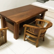 【吉迪市100%全柚木家具】UNC9-09ASL 柚木全牛皮圓弧椅背皮墊椅