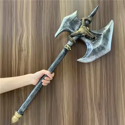 1:1 Beast Axe Cosplay Weapon Prop Medieval Gold Crown Sheep War Axe Movie Anime Role Play Cos Gift C
