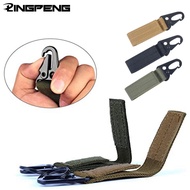 3TDO Nylon Tactical Gear Clip Band Carabiner Keychain Belt Webbing with Strap Military Utility Key Chain Hook for Hiking Activities
