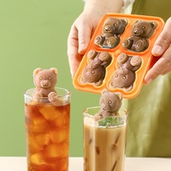 Value Choice  4 Grid Cube Tray Cute Bear Shape Block Mold Silicone Maker Cream Tool Frozen Ball Box Ice Mould with Lid