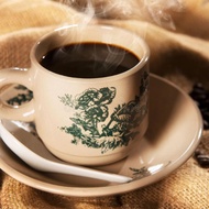 Vintage Kopitiam Cup / Traditional Chinese Floral Green Flower Cup and Saucer /Set Cawan Kopitiam