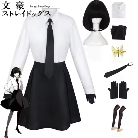 Akiko Yosano Cosplay Anime Bungou Stray Dogs Yosano Akiko Cosplay Costume Wig School Uniform Hallowe