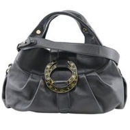 二手BVLGARI Chandra 手提包，雙向單肩包，皮革，義大利製造，黑色，斜挎包，手提包，雙向，A5 尺寸，磁扣，女士包。