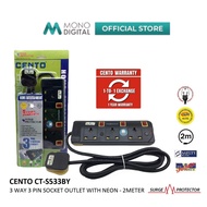 CENTO 3 WAY CT-S533BY/ 4WAY CT-S534BY/ 5 WAY CT-S535BY 3 PIN EXTENSION SOCKET PLUG WITH SIRIM, NEON 