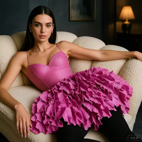 SERENDIPIDTY Ruffled Folds Mini Length Party Dress Sweetheart Lush Women Clothing Sleeveless Ever Pr