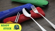 Travel Sempoi Ready Stock 3Pcs Travel and outdoor Set Fork+Spoon+Chopsticks Set with Case sudu garfu