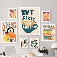 Tea Pattern Biscuits Coffee Espresso Martini Scone Vintage Style Wall Decoration Restaurant Cafe