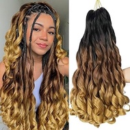 French Curl Ombre Braiding Hair Pre Stretched 24 inch 6 Packs Wave Bouncy Braiding Hair French Curl 