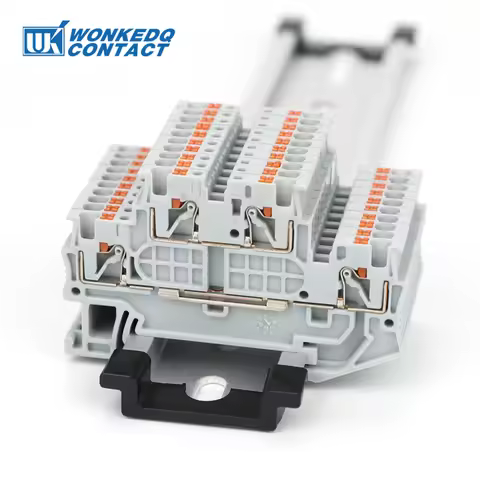 10Pcs PTTB 1.5/S Double Level Push-in Din Rail Terminal Block PT 1.5mm² Cable Electrical Wire Connec