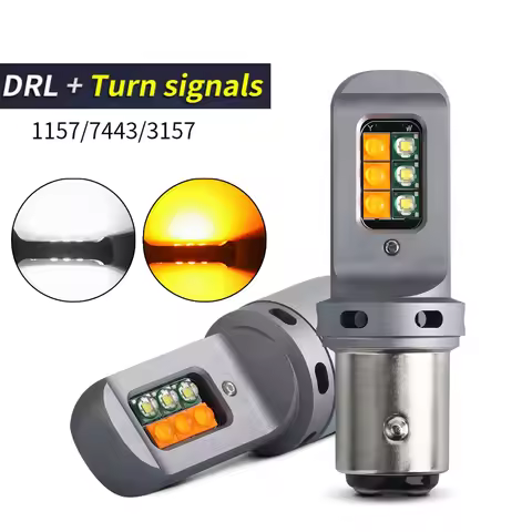 1pcs Led DRL With Turn Signal 2 in 1 Car Lights Canbus No Error For Car Two-Color Lamps 1157 BAY15D 