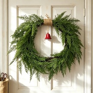 【In Stock】Christmas Wreath Decoration with Faux Pine and Red Bells 2GPN