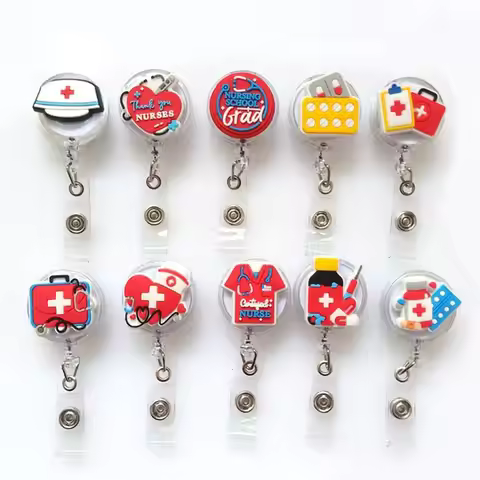 ID Card Holder Nurse Badge Reel Chest Card Name Tag Retractable Badge Holder Cartoon Exhibition Card