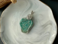 片狀不規則型天河石 銅線編織吊墜 附贈皮繩