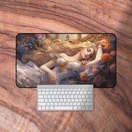 Desk Mat Sleeping Beauty, Fantasy Mouse Pad, Anime Desk Mat, Cute Keyboard Mat, Desk Mat Painting, Unique Gifts for Her