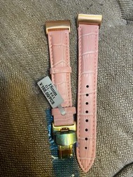 Fitbit charge 3/Charge 4 玫瑰金金屬扣真皮背蝴蝶扣錶帶/rosy gold  genuine leather match butterfly buckle