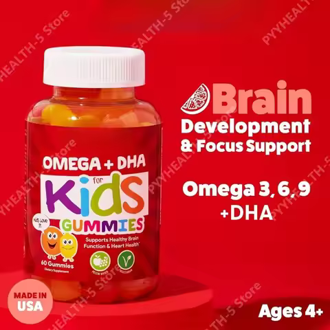 DHA Gummies for Kids with Omega 3 6 9 + DHA, Vitamin C Supports Healthy Brain Function, Vision & Hea