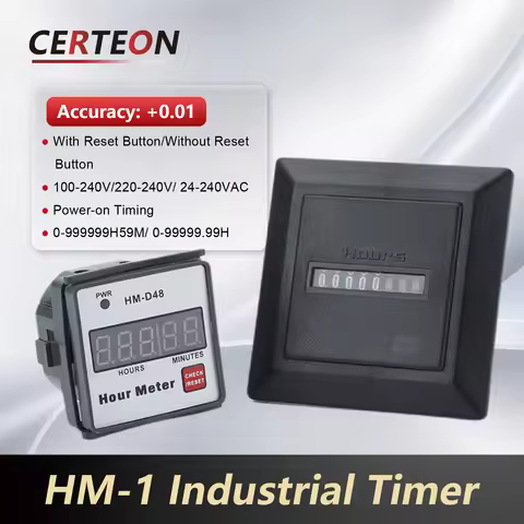 HM-1 AC Hour Meter Generator Engine Running Hour Meter Runtime Counter Industrial Panel Mount 0-9999