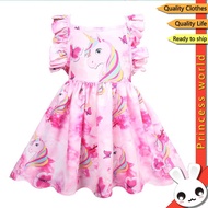 Ready Stock Baby Kids Girl Unicorn Dress Summer Cartoon My Little Pony Girls Clothing