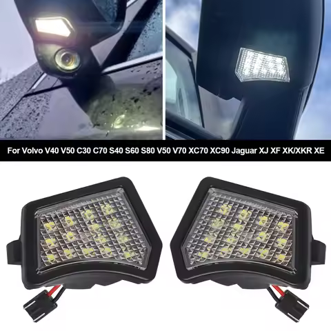 2Pcs Car LED Front Under Mirror Lamp Puddle Light For Volvo V40 V50 C30 C70 S40 S60 S80 V50 V70 XC70