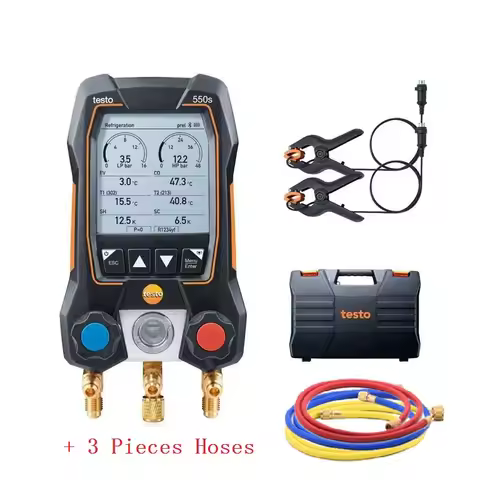Testo 550s Intelligent Digital Display Refrigerant Meter with Bluetooth 3 Pieces Hoses And Two-way V