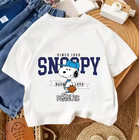 Fashion Kawaii Kids Tee Cute Cartoon Graphic Summer Casual Short Sleeve Shirt Snoopy 3 14