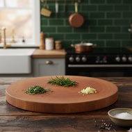 Thick round natural wooden cutting board in many sizes, 33cm to 44cm