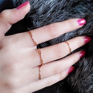 Cold Wind chic Ring Minimalist Internet Celebrity Japanese and Korea Style Rose Gold Titanium Steel Thin and Simple ins Trendy Little Finger Ring Little Finger Disco Jumping