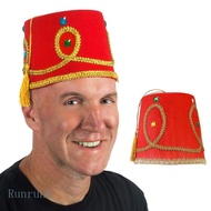RUNNY Elegant Fez Hat Turkish Hat Stylish Moroccan Headwear with Decorative Detail Festive Fez Hat M