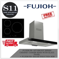 FUJIOH FR-MT1990 R/V 900MM CHIMNEY COOKER HOOD WITH GLASS PANEL + FUJIOH FH-ID5130 INDUCTION HOB BUNDLE DEAL