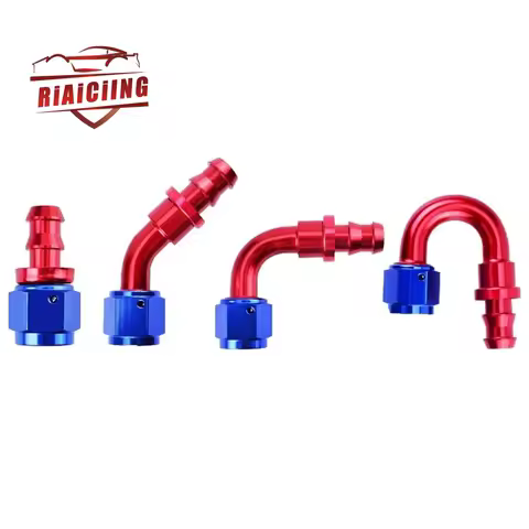 Red&Blue Push Lock Fuel Hose End Fitting AN4/AN6/AN8/AN10/AN12 Straight 45 90 180 for Fuel Gas Line 