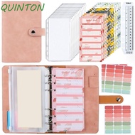 QUINTON A6 Handbook Storage Bag, Colorful 6 Hole Binder Pockets A6 Soft Budget Binder Planner, PU wi