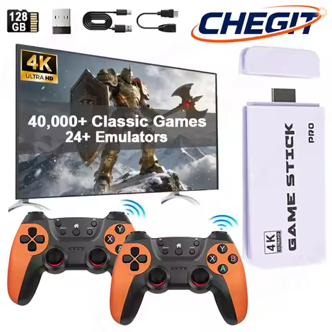 M15 Plus 4K TV Game Stick 128GB Built-in 40000+ Retro Games Console with Wireless Gamepads 24+ Emula