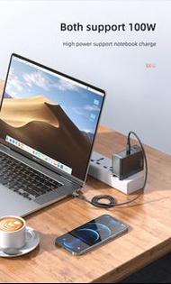 GaN 100W Charger  (GaN Technology0 - Supports QC4.0, PD3.0 , with 3 Ports - Type-C x2 USB-A x1 / Universal Box Set (Mcdodo) - Can work with Macbook/iphone/ipad/Android mobiles/tablets...et (Interchangeable AC plug Design)