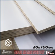 White Melamine Plywood 18mm 30x100 cm (100x30 cm) Matte White Plywood 1 Face 18 mm 30x100 cm